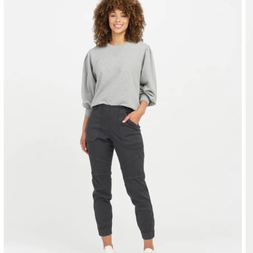 SPANX S charcoal gray denim joggers